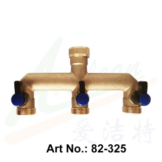 带阀门的黄铜三出口分流器